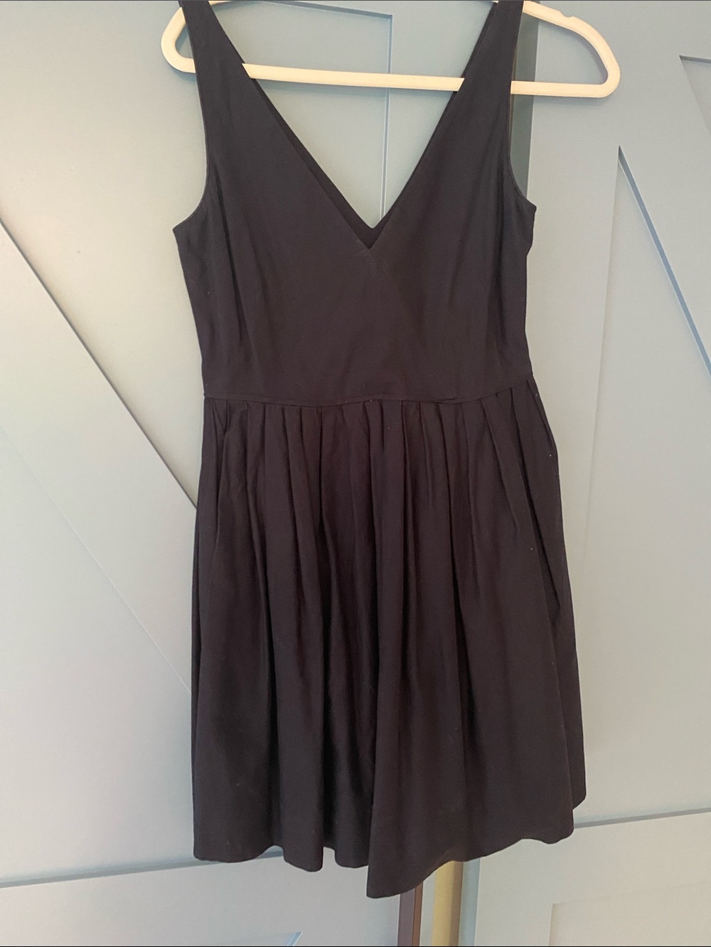 J. Crew Black V-Neck Sleeveless Midi Dress